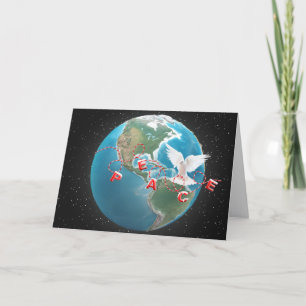 Jul Peace med vit duva på Globe Kort