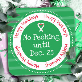 Jul: Peeking December 25 Square Sticker Fyrkantigt Klistermärke