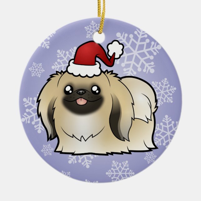 Jul Pekingese (den klippta showen) Julgransprydnad Keramik (Framsidan)