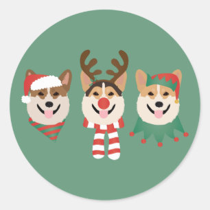 Jul Pembroke Welsh Corgi Hundar Runt Klistermärke