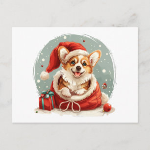 Jul Pembroke Welsh Corgi Valp Vykort