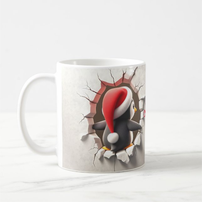 Jul Penguin 3D-brytning Kaffemugg (Vänster)