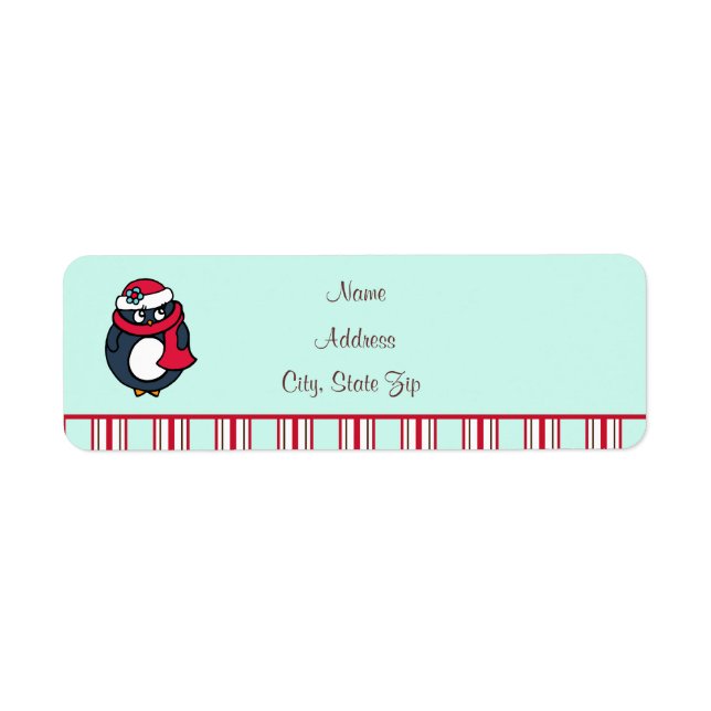 Jul Penguin-Adressetiketter Returadress Etikett (Framsidan)
