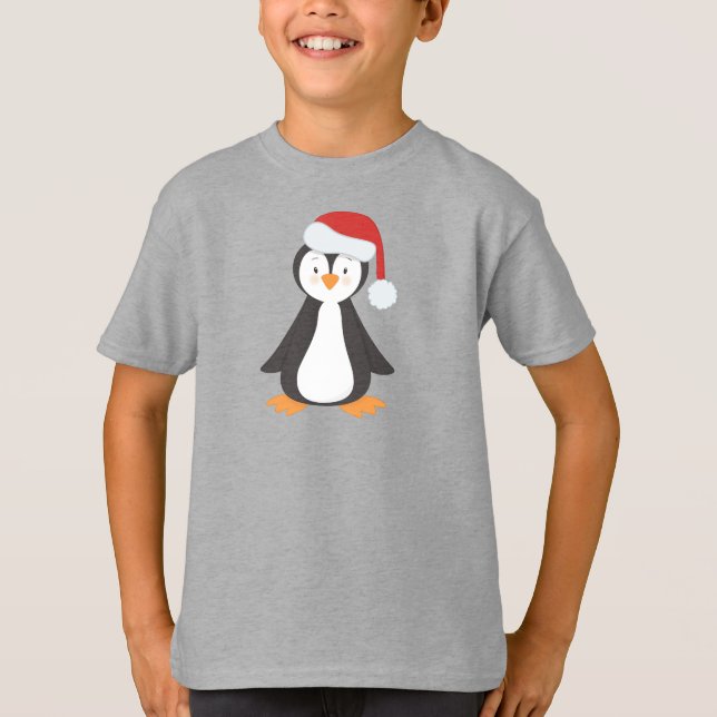 Jul Penguin, Baby Penguin, Santa Hat T Shirt (Framsida)