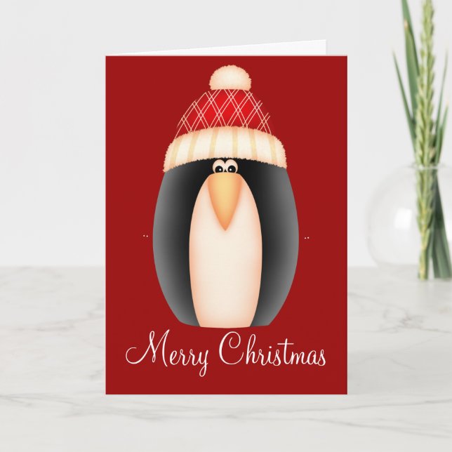 Jul Penguin d1 Högtidlig Välkomstkort Helgkort (Framsida)