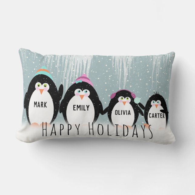 Jul Penguin Familj Kudde (Framsida)