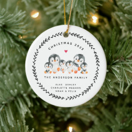 Jul Penguin Familj Om Sex Keramisk Ornament