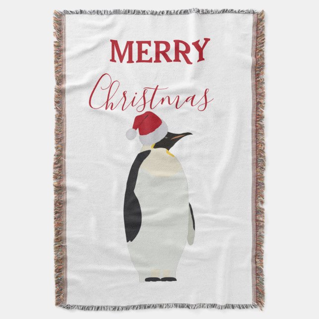 Jul Penguin Funny Animal med Santa Hat Filt (Framsidan Vertikal)