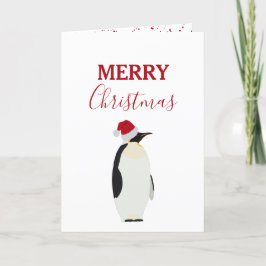 Jul Penguin Funny Animal med Santa Hat Helgkort