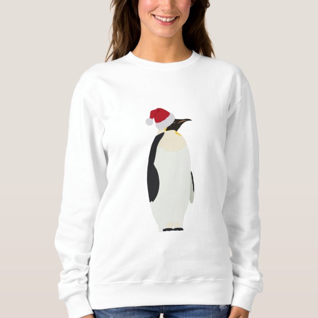 Jul Penguin Funny Animal med Santa Hat T Shirt (Framsida)