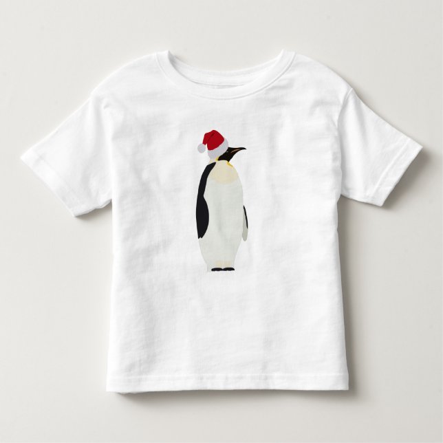 Jul Penguin Funny Animal med Santa Hat T Shirt (Framsida)
