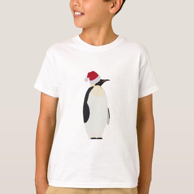 Jul Penguin Funny Animal med Santa Hat T Shirt (Framsida)