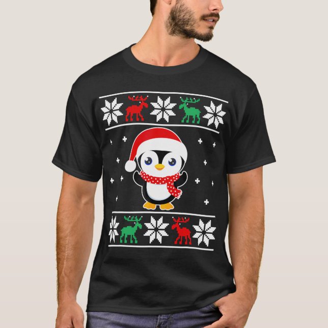 Jul Penguin Funny Classic Ugly Girls Boys T Shirt (Framsida)