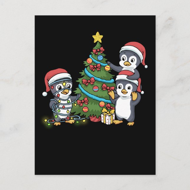 Jul Penguin Gift Kids Julgran Penguin Vykort (Framsida)