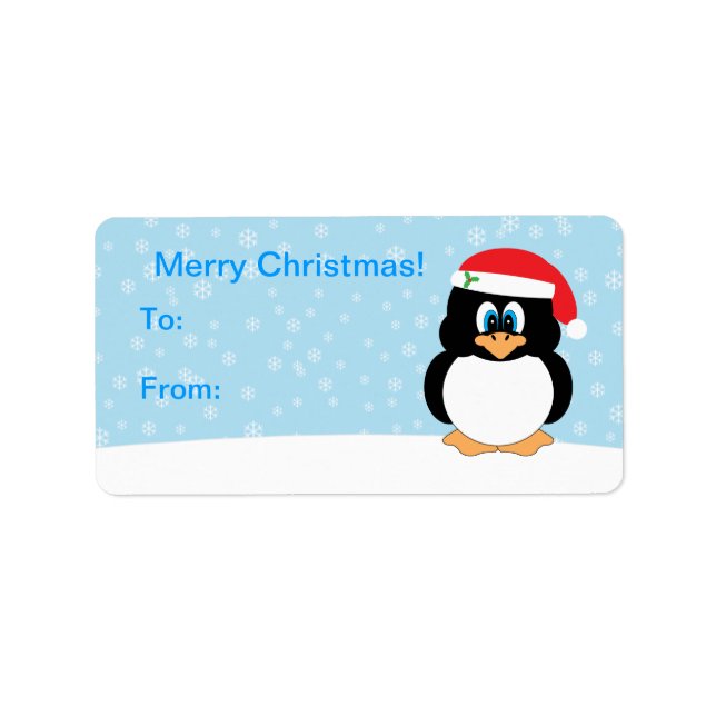 Jul Penguin Gift Märkre-etiketter Adressetikett (Framsidan)