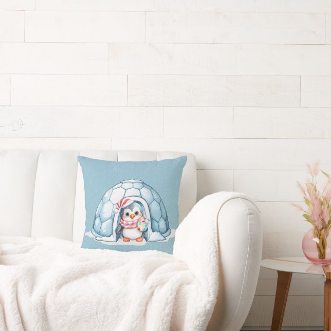 Jul Penguin i Snöflingor Kudde (Soffa)