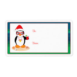 Jul Penguin med Santa Hat och Sunglass Fraktsedel