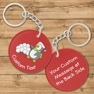 Jul Penguin med Snö Bollar Wave Keychain