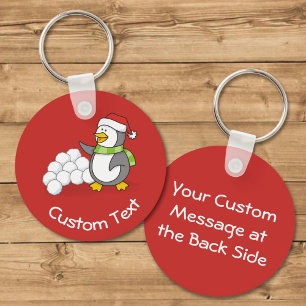 Jul Penguin med Snö Bollar Wave Keychain Nyckelring