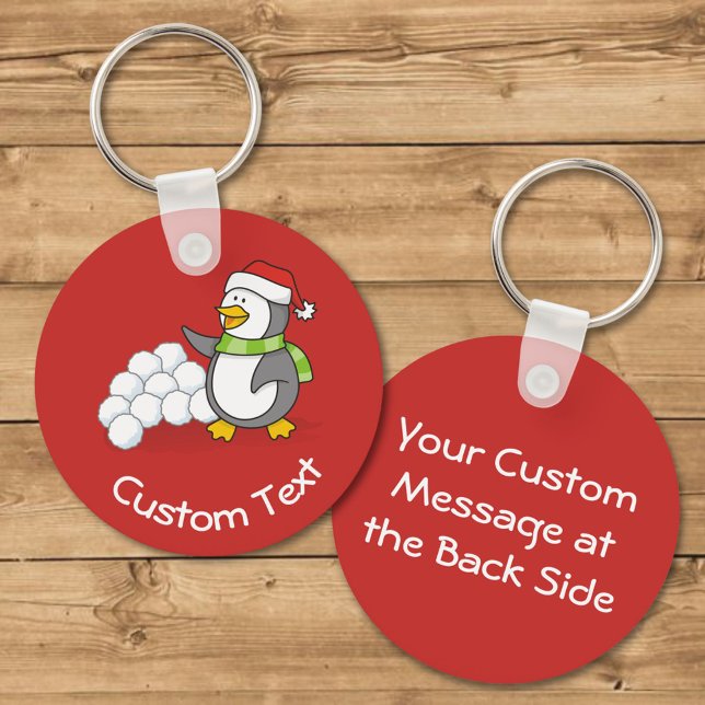 Jul Penguin med Snö Bollar Wave Keychain Nyckelring (Skapare uppladdad)