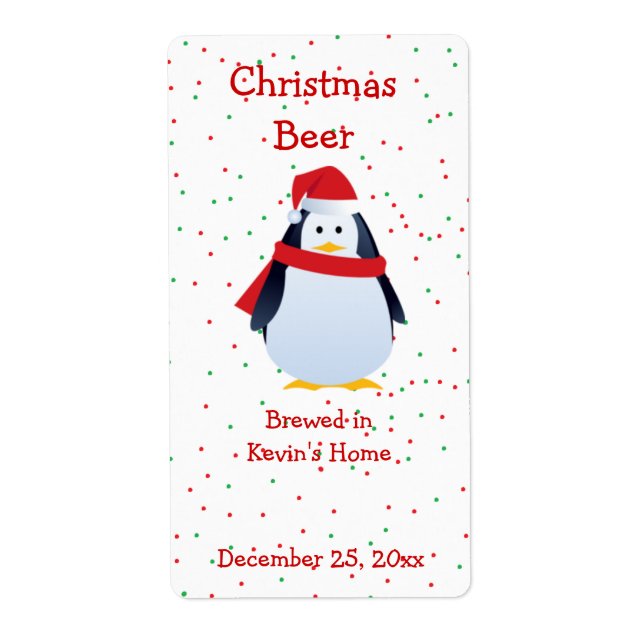Jul Penguin Mini Beer-etikett Fraktsedel (Framsidan)