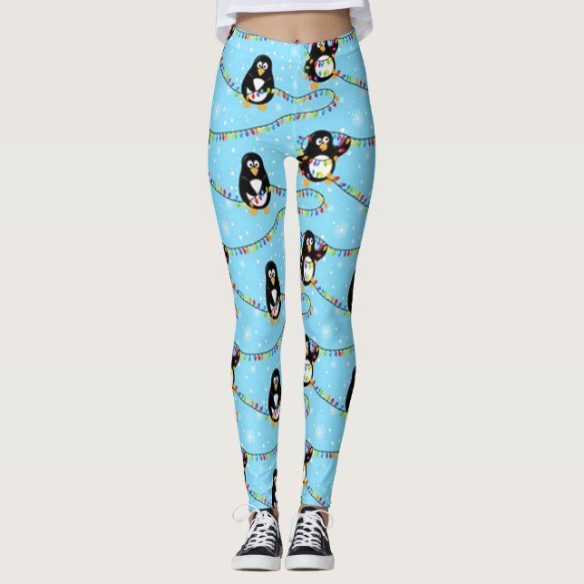 Jul Penguin Mönster Leggings (Framsida)