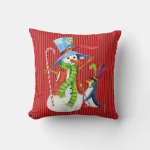 Jul Penguin och Snögubbe Pillow