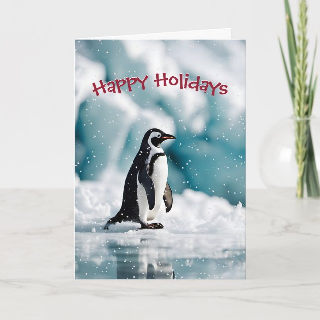 Jul Penguin på Iceberg Helgkort (Framsida)