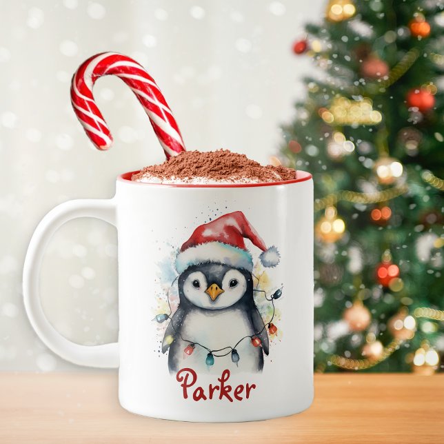 Jul Penguin Personlig Kids Mugg (Cute Christmas Penguin Mug )