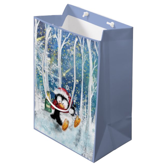 Jul Penguin Presentpåse (Framsidan Vinklad)