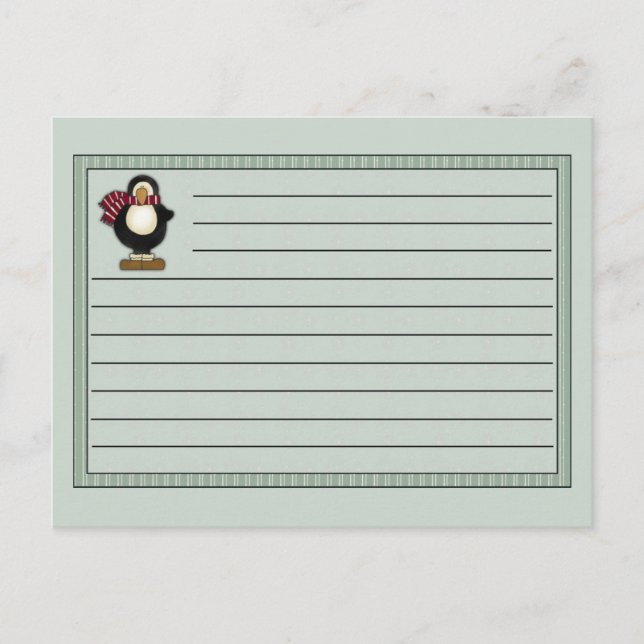 Jul Penguin Recipe Notecard Vykort (Framsida)
