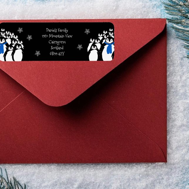 Jul Penguin Returadress Black Returadress Etikett (Skapare uppladdad)