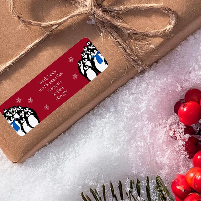 Jul Penguin Returadress Red Returadress Etikett (Skapare uppladdad)