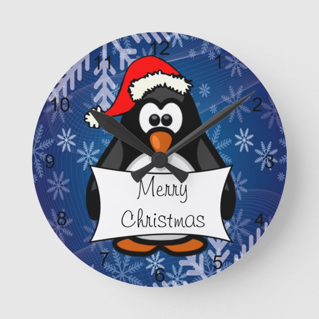 Jul Penguin Rund Klocka (Framsida)
