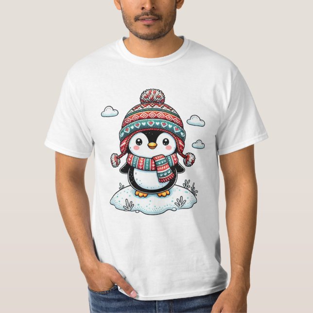 Jul Penguin | Santa Penguin T Shirt (Framsida)