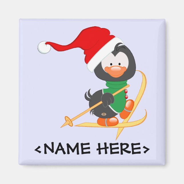 Jul Penguin Skiing Magnet (Framsidan)
