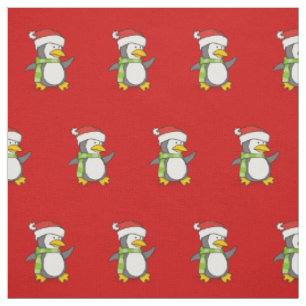 Jul Penguin som går på Snö Mönster Tyg