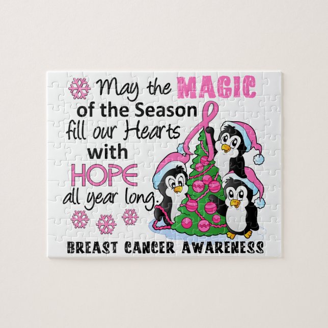 Jul Penguins Breast Cancer Pussel (Horisontell)