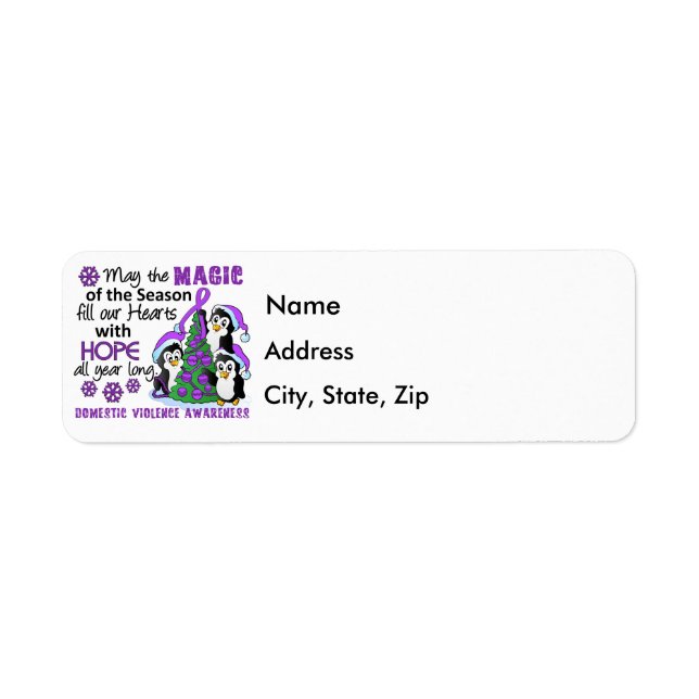 Jul Penguins Domestic Violence Returadress Etikett (Framsidan)