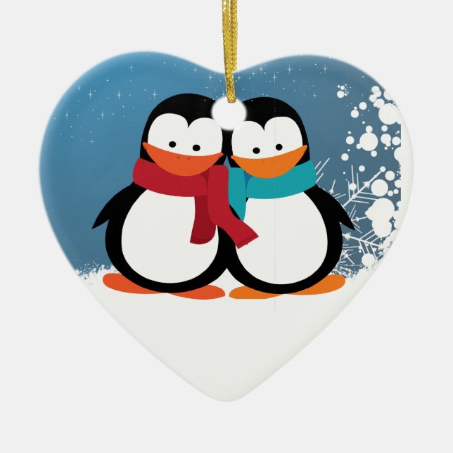 Jul Penguins Julgransprydnad Keramik (Framsidan)