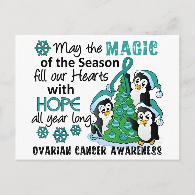 Jul Penguins Ovarian Cancer Helg Vykort (Framsida)