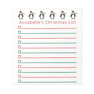 Jul Penguins Shopping List Personalize Anteckningsblock