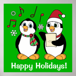 Jul Penguins Singing Poster