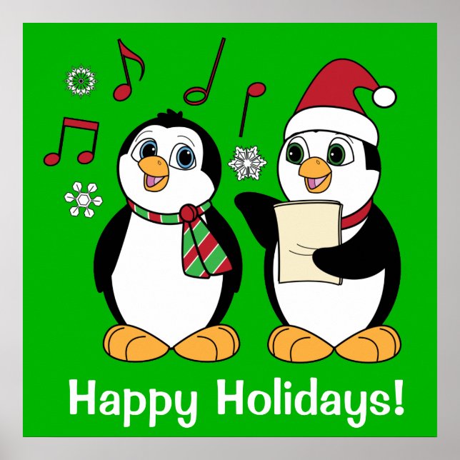 Jul Penguins Singing Poster (Framsidan)