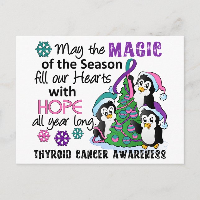 Jul Penguins Thyroid Cancer Helg Vykort (Framsida)