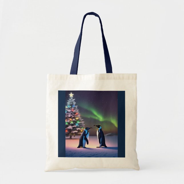 Jul Penguins 🎄 Tote Bag Tygkasse (Framsidan)