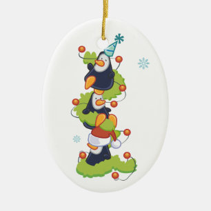 Jul Penquins Julgransprydnad Keramik