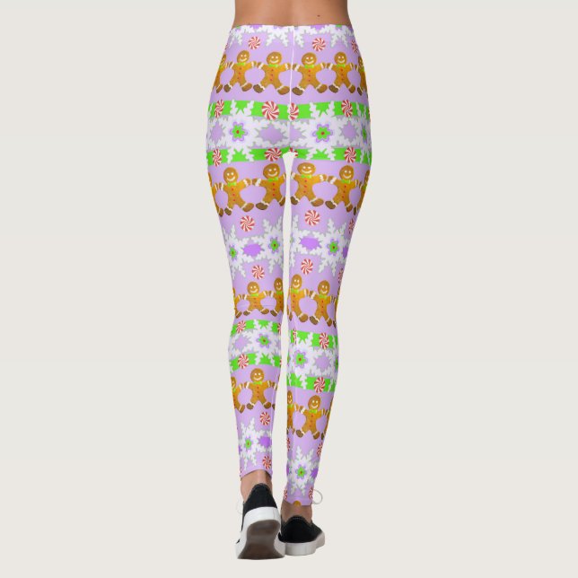 Jul pepparkaka & Snowflakemönster Leggings (Baksida)