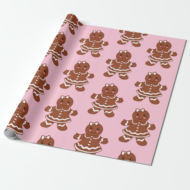 Jul Pepparkakor Flickor Inpackningspapper Presentpapper (Utrullad)