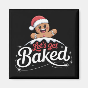 Jul Pepparkakor Man Familj Låt Oss Baka Magnet